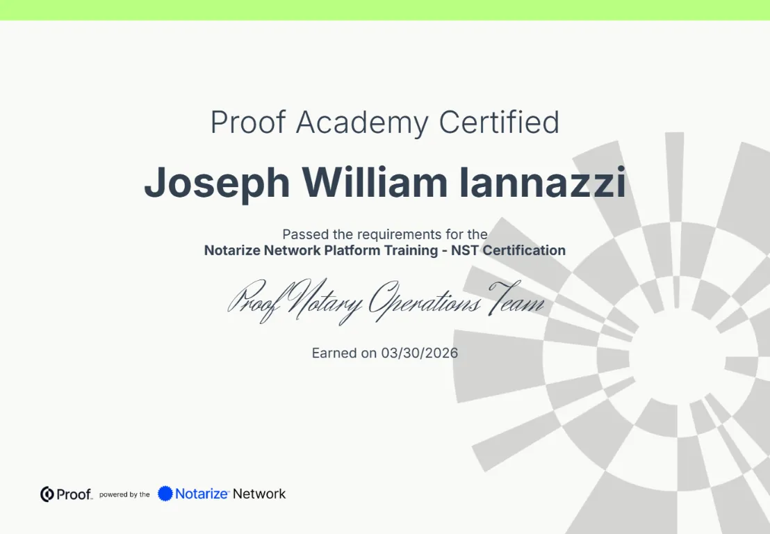 Joseph Iannazzi Proof Academy certification